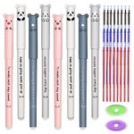 GZGXKJ 8pcs Rub Out Pen Erasable Gel Pens Animal Friction Pens Kawaii Cute Pens for Office Supplie Student Stationery with 24 Refills + 2 Erasers (0.35mm)