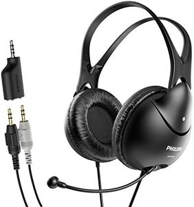 PHILIPS Computer Headset with Microphone for Laptop, Zoom, Skype - 3.5 MM Lightweight Computer Headphones with Echo Cancelling Mic for Home Office, Call Center, Skype, Zoom