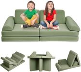 JoiyeScent Large Play Kids Sofa, 8 Pcs Durable Foam Modular Kids Couch for Playroom, Creative Play Couch Set for Kids & Toddlers, Kids Furniture for Playroom Bedroom (Bamboo Green)