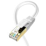 HiiPeak Cat 8 Ethernet Cable 1m, Cat8 Internet Cable High-Speed Professional LAN Patch 40Gbps 2000Mhz Network Cables with RJ45 Gold-Plated Connector, Compatible with Cat5/Cat6/Cat7, White (1 m)