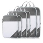 Compression Packing Cubes Travel Organizer, 6 Set Packing Cubes Compressible, Travel Packing Cubes for Carry On Luggage, Grey