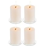 Pillar Candle Holder Plates - 4 Pcs Basic Round Clear Glass Votive Candle Holders for Wedding, Spa, Home, Party Decoration, Clear, 4 inches in Diameter