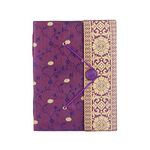 Paper High Sari Journal - Large 14cm x 18.5cm - Purple - Unlined Recycled Paper - Elastic Closure - Notebook and Diary - Indian Stationery Gift - For Men, Women, and Students - Sari Fabric