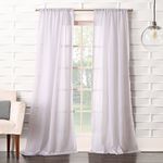 No. 918 Tayla Crushed Texture Semi-Sheer Rod Pocket Curtain Panel, 50" x 84", White