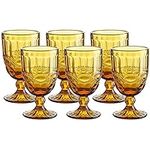 Colored Glass Goblet Vintage - Pressed Pattern Wine Glass Wedding Goblet - 8.7 Ounce (Amber)