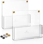 Merely Home 2 Pack Premium Clear Acrylic Wall File Organizer | Mail Holder Wall Mount | Wall Organizer for Office | Hanging File Organizer| 3 Colors of Screw Caps Included