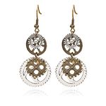 ONLYJUMP Vintage Steam Gear Earrings for Women Girls Personalized Retro Antique Bronze Steampunk Gear Pendant Dangle Drop Earrings Jewelry (Steam Gear)