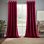 Royal Hotel Bedding Velvet Blackout Curtain Panels Top Grommet Heavyeight, Solid Panels Soft Velvet Window Drapes, Set of 2 Pieces, 63 inches Long Curtains, Velvet Burgundy