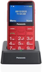 Panasonic KX-TU155 Telefono Cellulare ad Utilizzo Facilitato, Pulsanti Grandi, Ampio Schermo a Colori da 2.4", Pulsante SOS, Compatibilità con Apparecchi Acustici, Base di Ricarica, Rosso
