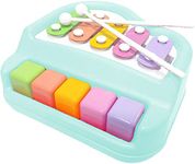 VGRASSP 5 Key 2 in 1 Xylophone and Piano Toy with Colorful Keys for Toddlers and Kids (Turquoise)