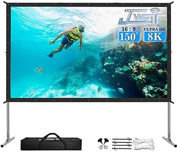 JWSIT 150 inch Projector Screen with Stand, Upgraded 3 Layers PVC 16:9 Outdoor Projector Screen, Outdoor Movie Screen with Carrying Bag for Home Theater Backyard