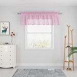 Pink Valance 16 inches Long Sheer Curtain Toppers Valance Living Room Bedroom Kitchen Voile Linen Textured Transparent Valance Curtain Small Short Door Window Treatment 1 Panel Rod Pocket