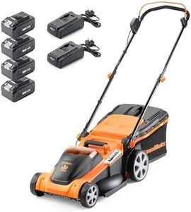 LawnMaster 48V 41cm Cordless Lawnmower with Spare MX 24V 4.0 Ah Batteries and 2x Fast Chargers - with Edging Comb, Rear Roller and Mulching Function - For Large Lawns