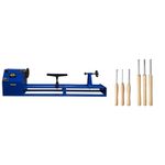 Wood Lathe & Chisel Set 400W Variable Speed Woodturning Machine, 1m Bed, 350mm Turning Diameter, Adjustable Tool Rest, Tailstock with Spindle Tip, Front End Driver Included Bundle