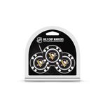 Team Golf NHL Pittsburgh Penguins 3 Pack Golf Chip Ball Markers, Poker Chip Size with Pop Out Smaller Double-Sided Enamel Markers