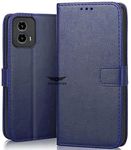 SHINESTAR Motorola Moto G34 5G / G45 5G Flip Back Cover | PU Leather Flip Cover Wallet Case with TPU Silicone Case Back Cover for Motorola Moto G34 5G / G45 5G - Ultimate Blue