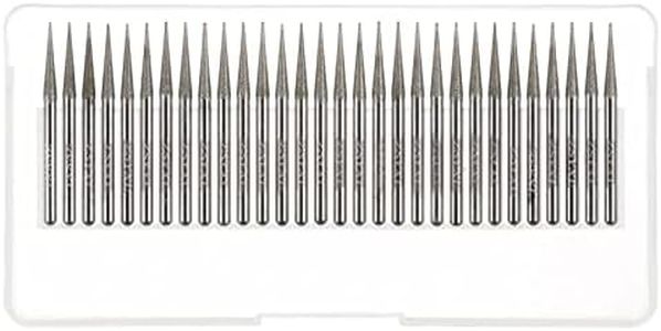 HARFINGTON 30pcs Diamond Grinding Burrs Carving Bits 3mm Pointed Type Head Mounted Point 1/8 Shank for Rotary Tool