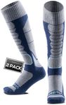 WEIERYA Ski Socks 2 Pairs Pack for Skiing, Snowboarding, Cold Weather, Winter Performance Socks (Blue 2 Pairs, Large)