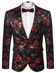 COOFANDY Mens Floral Tuxedo Jackets One Button Stylish Dinner Wedding Party Dress Suit Blazers Jacket