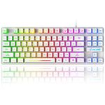 60% Gaming Keyboard, 87 Keys Mechanical Feeling Multi Color RGB Illuminated LED Backlit Wired Light Up Keyboard, Anti ghosting Mini Compact Waterproof TKL PBT Keycaps for PC/Laptop/Computer, Black