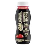 Optimum Nutrition High Protein Shake Bottles, Ready To Drink Healthy Snacks, No added sugars, low fat , Post Workout Snack for Men and Women, Strawberry Flavour, ((12x500ml)), Packaging may vary