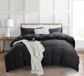 Home Beyond & HB design - Premium Duvet Cover Set Twin Size - 2 Pieces (1 Duvet Cover with Zipper Closure Corner Ties + 1 Pillow Sham) - Ultra Soft Brushed Microfiber, Black