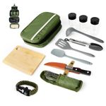 E EASTSTORM Mini Camping Accessories Kitchen Utensil Set,12 Pcs Camping Utensils Organizer Travel Kit with Multifunctional Cutlery,Silicone Spoon Spatula,Tongs,Storage Bag,Equipment for Camping