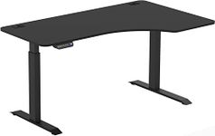 SHW L-Shaped Standing Desk Electric Height Adjustable Table, Black, 55-Inch