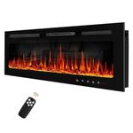 Arbolean 60 inch Electric Fireplace Recessed and Wall Mounted,750/1500W Heater and Linear Fireplace with Touch Screen Control Panel, Timer,Remote Control,Adjustable Flame Color and Speed