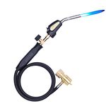 MAPP Gas Torch,Portable Pure Copper Electronic Ignition Brazing Torch with 4.9FT Hose, Blow Torch Plumbing with Adjustable Flame Control