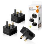 Aieve European to UK Plug Adaptor,2 Pin EU to UK 3 Pin Adapter Plug, EU to UK Plug Converter Euro Plug Adaptor UK Socket Adapter(3-Pack,Black)