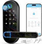 Keyless Entry Fingerprint Digital Smart Lock: Wi-Fi Electronic Door Lock Code Code, Electric Door Knob, Biometric Door Handle (Black, WiFi Version)