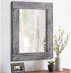 HLFMVWE Rustic Wall Mirror Farmhouse, with Frame Wood Wall Mirror Rectangle Antique Decor Hanging Mirror for Bathroom Living Room Bedroom Entryway Large 40x50cm