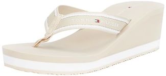 Tommy Hilfiger Women's Wedge Beach Flip Flops, Beige (Classic Beige), 6