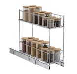 IPARTSEXPERT 7 Inch Pull Out Shelf for Kitchen Cabinet, 2-Tier Wire Basket Pull Out Shelf Storage 7 "W * 21"D Narrow Sliding Narrow Pull Out Shelf Bottom Mount Cabinet Organizer, Chrome