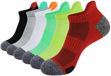 JOYNÉE Mens Ankle Athletic Low Cut Running Sports Cushioned Tab Socks for Men 6 Pack,Colorful4,Sock Size 10-13