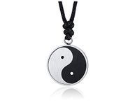 VNOX Chinese Philosophy Taoist Symbol Yin-Yang Taichi Yoga Stainless Steel Rhinestone Pendant Necklace,Amulet Jewelry