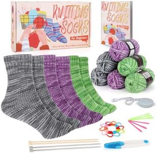 Katech Knitting Kit for Beginner Adults, 6 Pcs Socks Yarn for Knitting Kit W/Step-by-Step Instruction and Knitting Needles, Knitting Starter Kit for Learn-to-Knit Craft Kits for Adults Gift