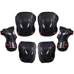 Selighting Protective Gear Set - 6 in 1 Adults Teens Kids Knee Elbow Pads Wrist Guards for Skateboarding Riding Cycling Scooter Rollerblading Roller Skating (L, Black+Red)