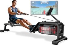 VOWVIT Rowing Machines for Home Gym: Rowing Machine with Bluetooth Monitor - Rower Machine with Adjustable Tablet Holder Compatible with Kinomap APP - Easy Assembly Max. User Height 210 cm