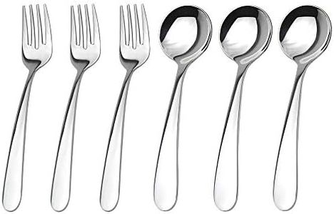 WEKTUNAA Stainless Steel kids Silverware Set-6 pieces-Kids Forks and Spoons-Mirror Polished-Toddler silverwares Back to school lunch supplies