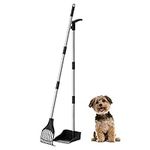 Lifewit Plastic Dog Pooper Scooper for Medium/Small Dogs, Adjustable Stainless Metal Pole Long Handle Poop Scoop Set with Rake and Tray for Lawns, Yard, Grass