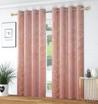 RED RIBBON DECOR Heavy Velvet Fabric Room Darkening Tree Design Curtains 6 Feet for Window, Pink, Pack of 3 Pieces