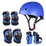 JBM Child & Adults Rider Series Protection Gear Set for Multi Sports Scooter, Skateboarding, Biking, Roller Skating, Protection for Beginner to Advanced, Helmet, Knee and Elbow Pads with Wrist Guards