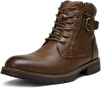 Vostey Men's Motorcycle Boots Combat Casual Dress Boot for Men Size 10 (BMY8080 Brown 10)