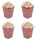 SECEN LONDON Reusable Plastic Popcorn Containers/Popcorn Bowls Set for Movie Theater Night,Washable in The Dishwasher,%100 BPA Free, (4PCS Popcorn Basket)(RED)