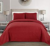 Fancy Collection 3pc King/California King Embossed Oversized Coverlet Bedspread Set Solid Red New