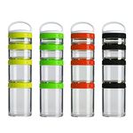 Ganquer Snack Storage Container Stackable Snack Jar 4-Piece Snack Pot Tower Lock Stacking Container Stackable Snack jar Formula Dispenser for Storing Formula, Snacks, Nuts, Drinks(Random Color)