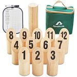 ApudArmis Wooden Tossing Game Set, Numbered Block Toss Games Set with Scoreboard & Carrying Case - Outdoor Lawn Backyard Beach Game for Kids Adults Family