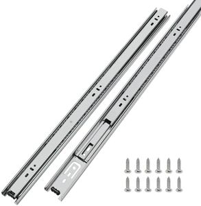 LONTAN 5 Pairs Silver Side Mount Heavy Duty Drawer Slides 24 Inch Full Extension Kitchen Cabinet Glides Tool Box Slider Ball Bearing Rails 100LB Capacity Drawer Runners